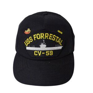 USS Forrestal CV-59 Ship Black Military Veteran Baseball Cap Snapback Hat